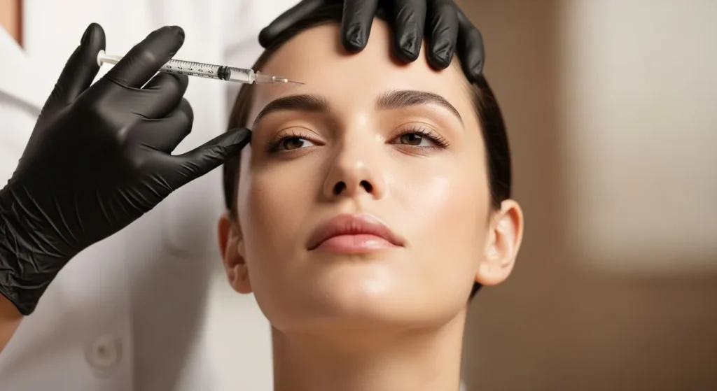A woman receiving Botox treatment at Point of View Medical Aesthetics in Calgary