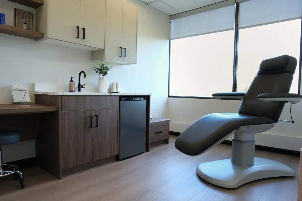 Treatment room at Point of View Medical Aesthetics